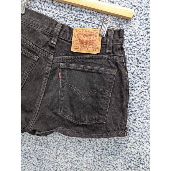 VTG Levis 550 Denim Cut Off Shorts Size 10 USA Made Red Tab Distressed Black - Picture 6 of 12